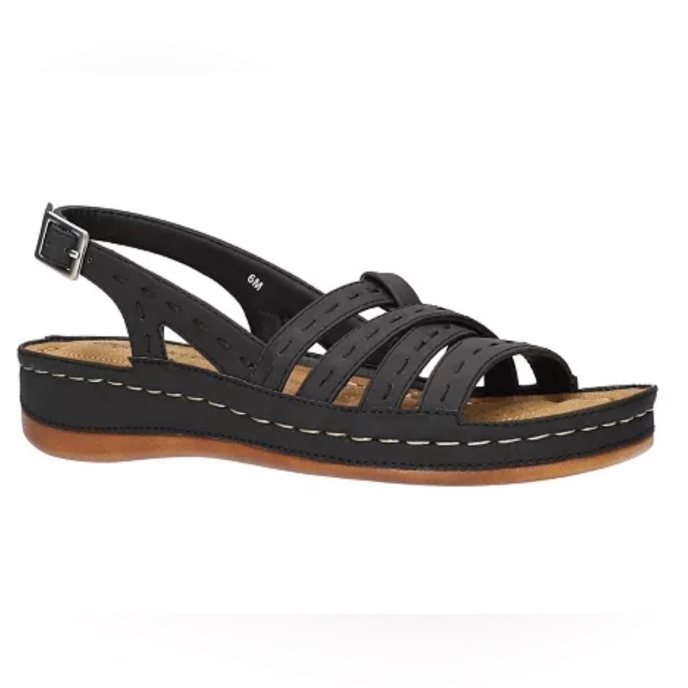 Easy Street Black Strappy Sandals